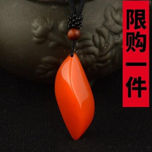 Chicken Blood Rough Stone Pendant Gold Silky Jade Drop Pendant Diamond Shaped Jade Pendant Necklace