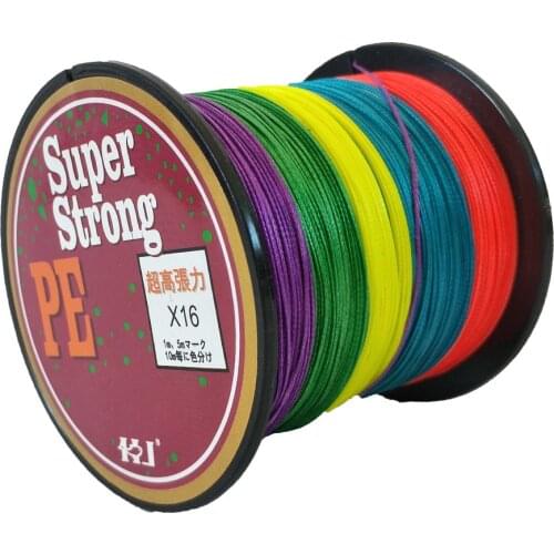 FishingLife 100M 200M 500M 1000M 16 Strands Fishing Line 70-300LB MultiColor Braided Line Multifilament PE Fishing Line 30
