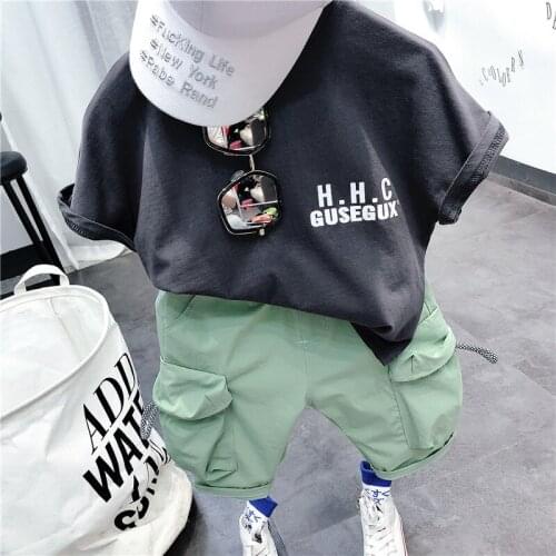 Summer Toddler Boys Sets Casual Letter Short Sleeve Boy Clothing 2 3 4 5 6 Years New Arrival Baby Boy Suits Child Sportswear New