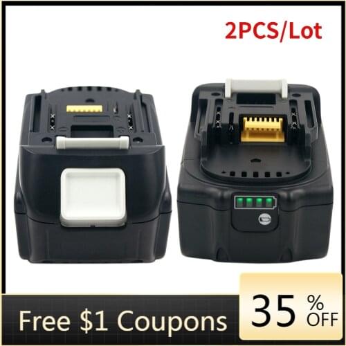 Ockered 2Pcs/Lot 18V 6000mAh Li-ion Rechargeable Battery for Makita BL1860B BJR181RF BDF451 BDF451Z BDF452RFE BDA350 BDF452SHE