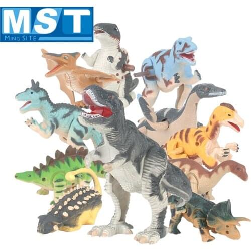 Mini Wild Life Simulation Clockwork Dinosaur Model Animal Wind Up Toys Action Figures Chain Walking Swimming Dinosaur For Boys