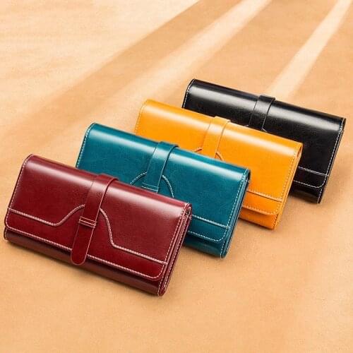 Fashion Luxury Female Clutch Bag Wallet Long Genuine Leather Wallet Women Anti Theft RFID Business Card Holder Purse Wallet