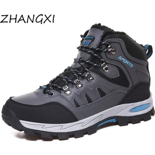 Men Winter Brand Snow Boots Waterproof Leather Sneakers Super Warm Mens Boots Outdoor Male Hiking Boots Work Shoes Plus Size