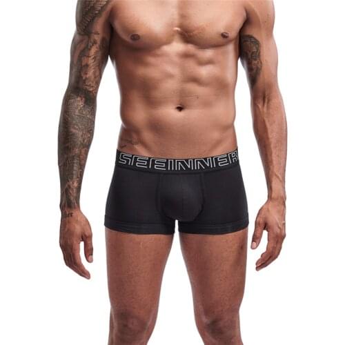 2019 Brand New Men Boxers Trunk Cotton Spandex Sexy Gay Underwear Leggings U Convex Pocket Panties Shorts for Male