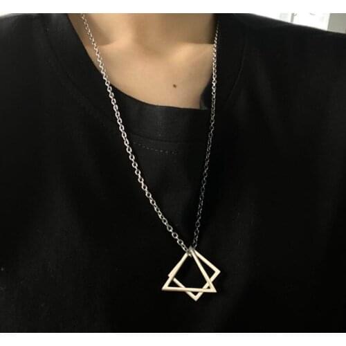 2021 New Fashion Square Triangle Mens Pendant Necklace Hip Hop Indelible Pendant Cool Mens Jewelry Anniversary Gift