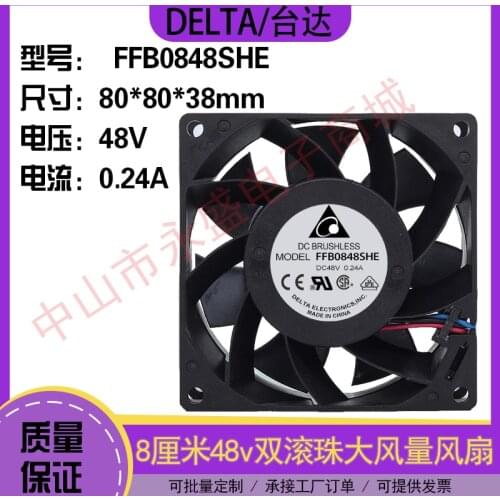 New original FFB0848SHE 8038 48V 0.24A 8CM server industrial computer server inverter fan