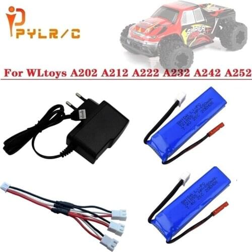 Original 7.4V 650mAh Lipo Battery with battery charger setsfor WLtoys A202 A212 A222 A232 A242 A252 4WD RC Car