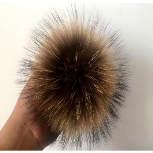 2020 new 15cm DIY Real Fox Fur Raccoon Fur Pompom Fur Pom Poms for Women Kids Beanie Hats Caps Fox Ball For Shoes Caps Ba
