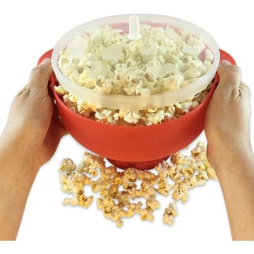 Microwave Popcorn Maker Silicone Popcorn Bucket Bowl With Lid Foldable Kitchen Easy Baking Tools Home DIY Kitchen Accessories