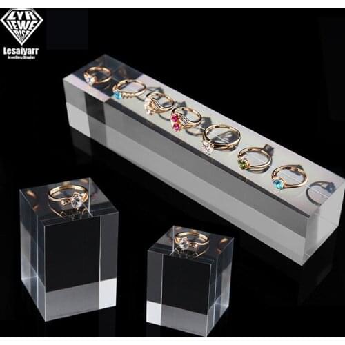 Clear Solid Acrylic Perspex Display Block Stand Ring Earring Necklace Organizer Jewelry Counter Add Height Showcase Collectibles