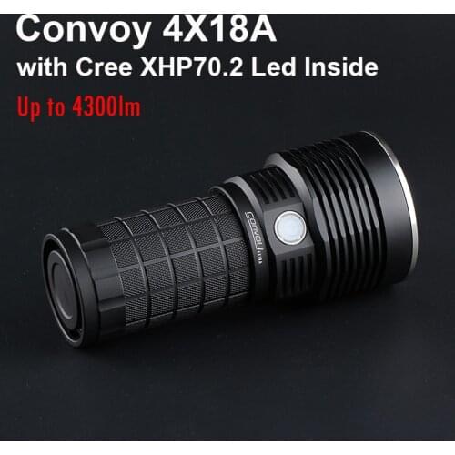 Most Powerful Led Flashlight Torch Convoy 4X18A with CREE XHP70.2 Led 4300lm Type-c Charging Rechargeable 4*18650 Flash Light