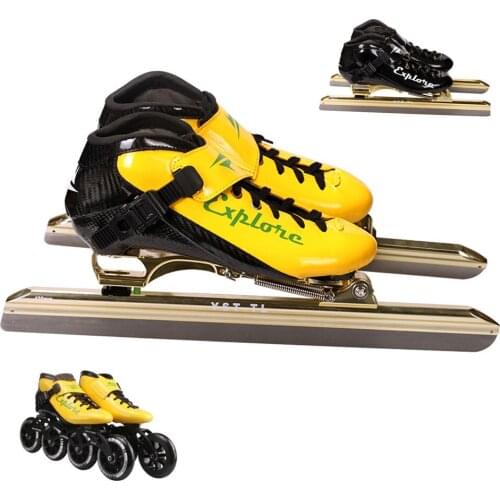 JEERKOOL Speed Inline Skates Carbon Fiber Professional Dislocation Blade Ice Skates 4 Wheels Racing Skating Patines IC1