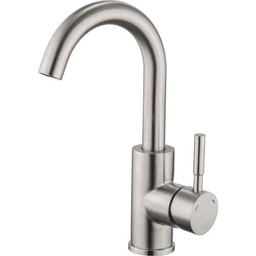 Basin Mixer Taps Brushed Nickel Stainless Steel Bathroom Sink Bar Tap Single Handle 360 Degree Kitchen Sink Mixer Tap