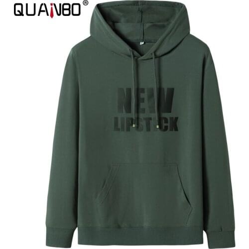 QUANBO High Quality Tracksuits 2021 Autumn New letter Print Hoodies fashion Sweatshirts Regular and Big Tall Sizes