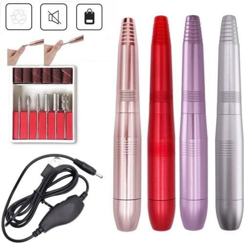 USB Nail Art Accessories Electric Art Nail Drill Pen Drill Machine File Polish Grind Machine Handpiece Manicure Pedicure Tool