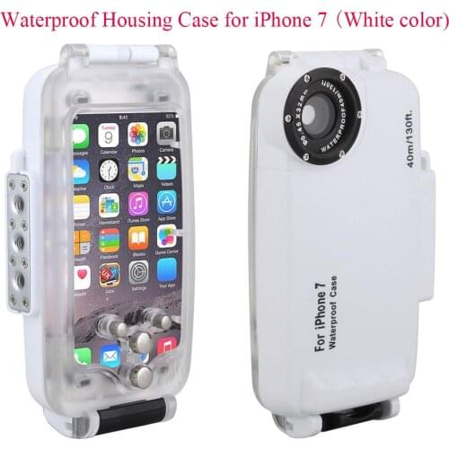 Meikon EasyDive 40m/130ft Waterproof Underwater Housing Case for iPhone 7 White Waterproof Underwater Case Cover for iPhone 7