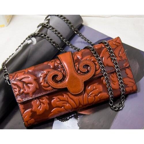 High Quality Leather Ladies Shoulder Bag Luxury Embossed Clutch Bag Female Card Bag Mobile Phone Bag Female Chain Crossbody Bag