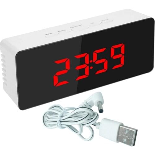 Mirror Alarm Clock LED Display Tabletop Clocks for Kids Bedroom Office