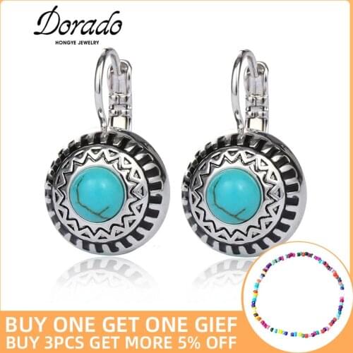 Dorado Resin Stone Drop Earrings For Women Retro New Vintage Ethnic Statement Female Hanging Dangle Earring Ear Jewelry Gift