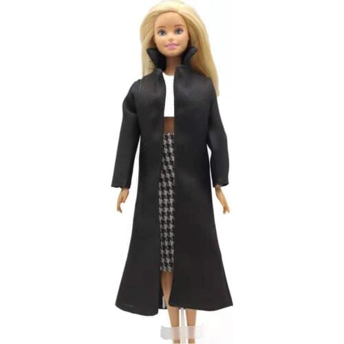 1/6 Classic Pure Black Parka Winter Doll Clothes for Barbie Dress Outfits Coat Jacket 11.5" Dollhouse Accessories Kids Toy Gifts