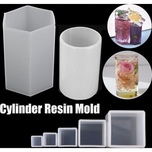 1PC Multi Size Silicone Cylinder Casting Mould Hexagonal Cube Crystal Glue Candle Mould Jewelry Making Molds Epoxy DIY Clay Mold