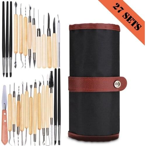 27pcs Silicone Rubber Shapers Set with Pottery Clay Sculpture Carving Modeling Pottery Hobby Tools Set