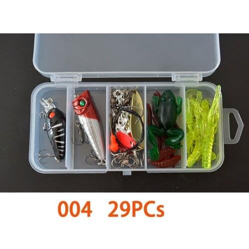 29PCs Lot Mini Crankbait Fishing Lures Topwater Artificial Hard Bait Minnow Popper Spoon Swimbait Wobblers Carp Fishing Lure Set