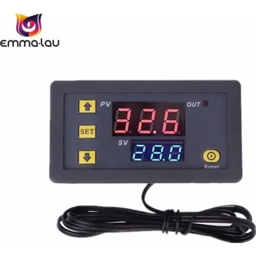 -55~120C Digittal Temperature Controller Heating/Cooling Dual LED Display Thermostat Control Switch 220V 12V Relay Output