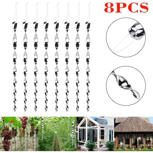 8Pcs Bird Repellents Wind Twisting Scare Rod Spiral Reflective Deterrent Bird Deterrent Tools