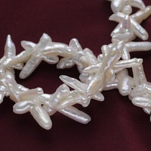 APDGG Genuine Natural cultured cross white pearl strands loose beads women lady jewelry DIY