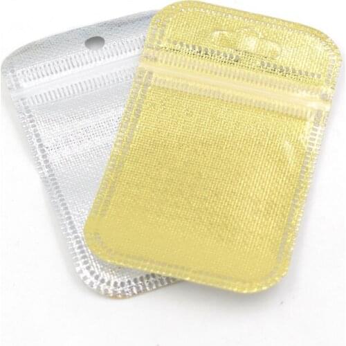 Free Shipping 30pcs/lot Reclosable Plastic Bag Zip Lock Poly bags Jewelry Packaging 9cmx5.5cm zip silver and gold fabric bag