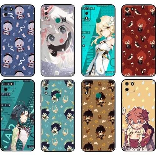 Black tpu Case For Huawei Y9S Y6S Y8S Y5P Y7P Y8P Case For Huawei Y5 lite Prime 2018 Y6 2019 Cover Genshin impact