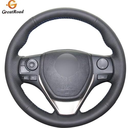 BlackGenuine leather Car Steering Wheel Cover for Toyota RAV4 2013-2019 Corolla 2014-2019 Auris 2013-2016 Scion iM 2016