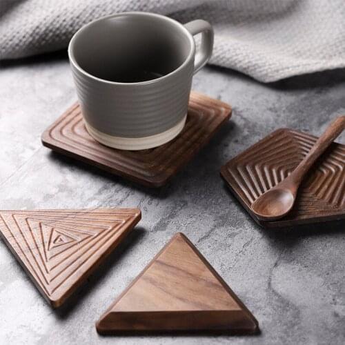 Black Walnut Solid Wood Tea Cup Pad Heat Insulation Pad Coffee Cup Pad Water Cup Holder Heat Proof Pad Tea Art Accessories