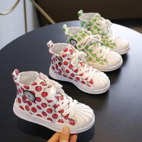 Children Canvas Shoes Printed Smile Denim Breathable Girls Princess Sneakers Breathable Casual Shoes Kids Fashion Tennis Shoes