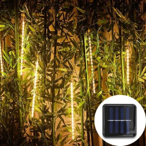 Solar Meteor Shower Garland Holiday Strip Lamp 30cm/50cm LED Outdoor Waterproof Light For Garden Street Christmas Decoration