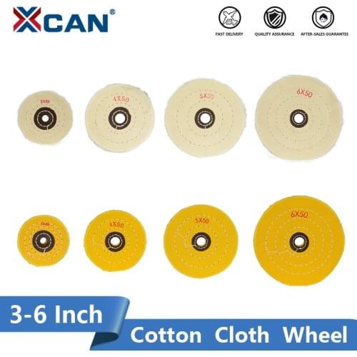 XCAN Buffing Wheel Mirror Polish Tools 3 4 5 6 Inch White/Yellow Inner Hole 10-16mm For Metal Polishing Tool Cotton Cloth Wheel