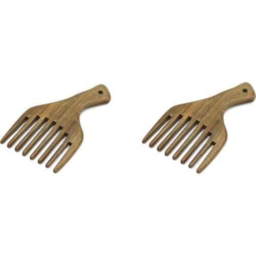 2Pcs Hair Straightener Wide Tooth Comb Wooden Massage Brush Hair Anti-Static Wooden Hair Comb