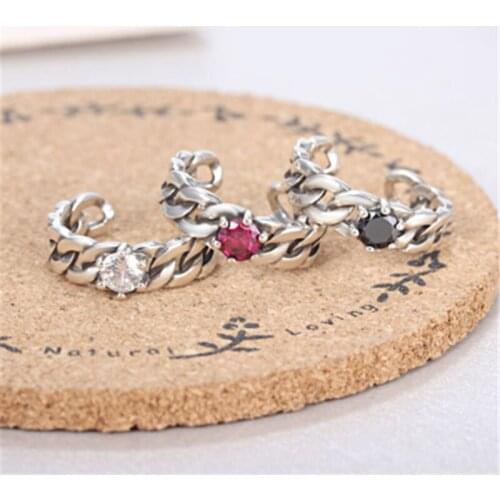 Korean version of the new personality retro wild three-color openwork female models silver plated rings SA107