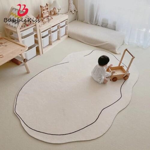 Bubble Kiss Cartoon Round Carpet Floor Mat Bedroom Lamb Cashmere Soft Rug Anti-Slip Baby Play Mat Nordic Kids Room Decoration
