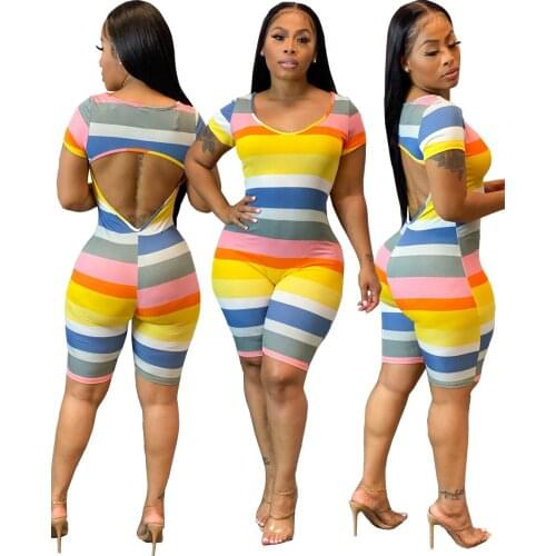 Summer Fashion Style Women O-neck Short Sleeve Short Jumpsuit Rompers Womens Jumpsuit Bodysuit Women African Clothes
