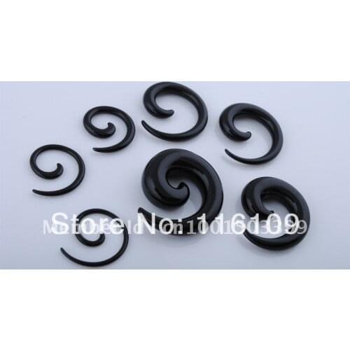 Min. order $10) Free Shipping Black Acrylic Ear Stretchers Mixed Sizes 1.6mm-12mm