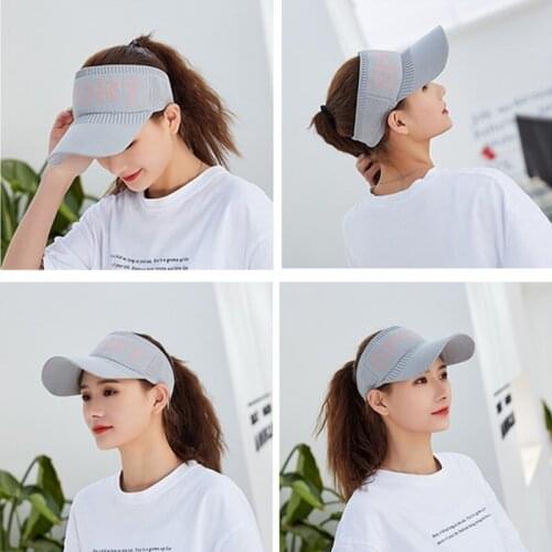 Fashion Women Men Outdoor Sports Empty Top Knitted Sun Hat Chapeau Letter Embroidery Baseball Cap Sunscreen Hut Sombrero