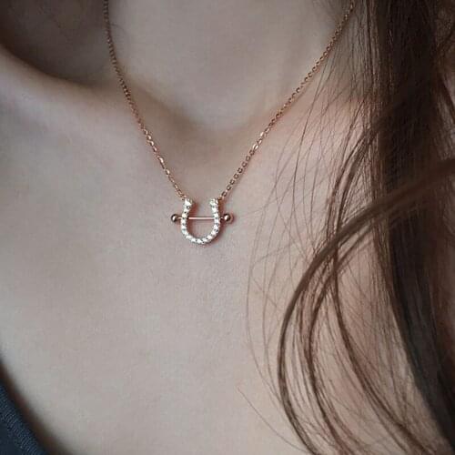 Fashion Horseshoe Pendant Necklace Lucky Dainty U Design Charm Clavicle Chain Womens Wedding Party Jewelry Christmas Gifts