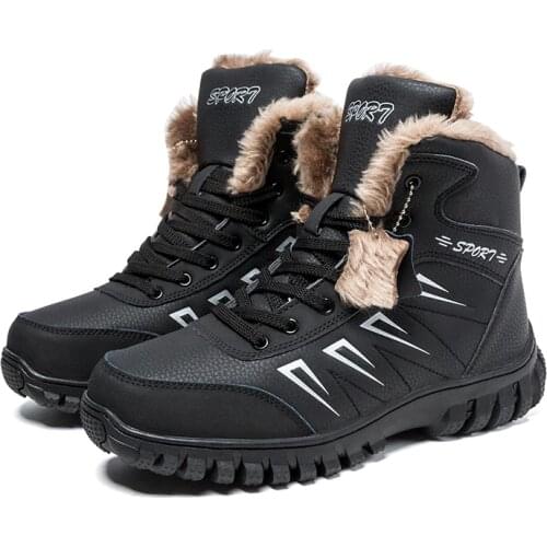 YIQITAZER Men Ankle Shoes Man Snow Boots Geniune Leather Warm Winter Boots Outdoor Men Boots Climbing Winter men Shoes Plus Size