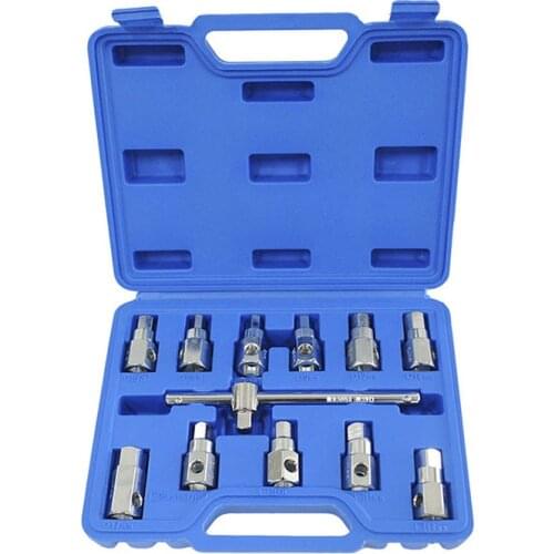 12pcs Quadrilateral And Hex Oil Drainer Set For Removal Replacement Oil Drain Plug Car Repair Tool Kit Automotive Tools