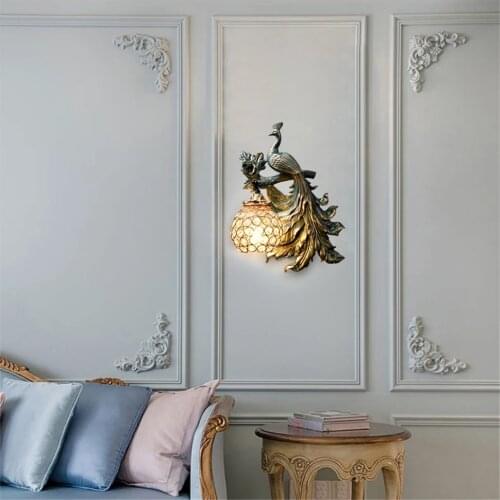 Green Peacock Art Wall Light Bird Lamp Wall Sconce Nordic Modern Lighting Fixtures Home Decor Living Room Bedroom Lamp Luminaire