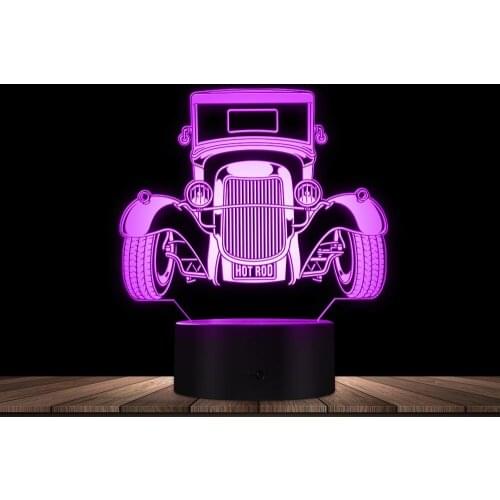 Hot Rod LED Illuminated Night Light Racing Car With New Engine 3D Optical Illusion Desk Lamp Color Changing Decor Gift To Racer