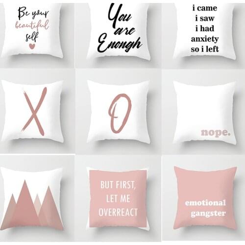 New Nordic Simple Text Pink Letters Print Cushion Covers Hot Modern Black White Pillows Decor Home Sofa Couch Throw Pillow Cases
