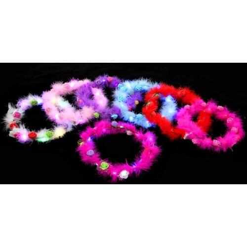 New feather-glow wreath encryption highlights wreath headdress childrens night market tourist attractions bar hot sale